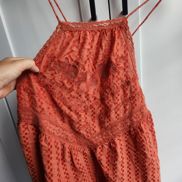 Free People Embroidered Elisa Orange Tunic Top Size S - Picture 4 of 11